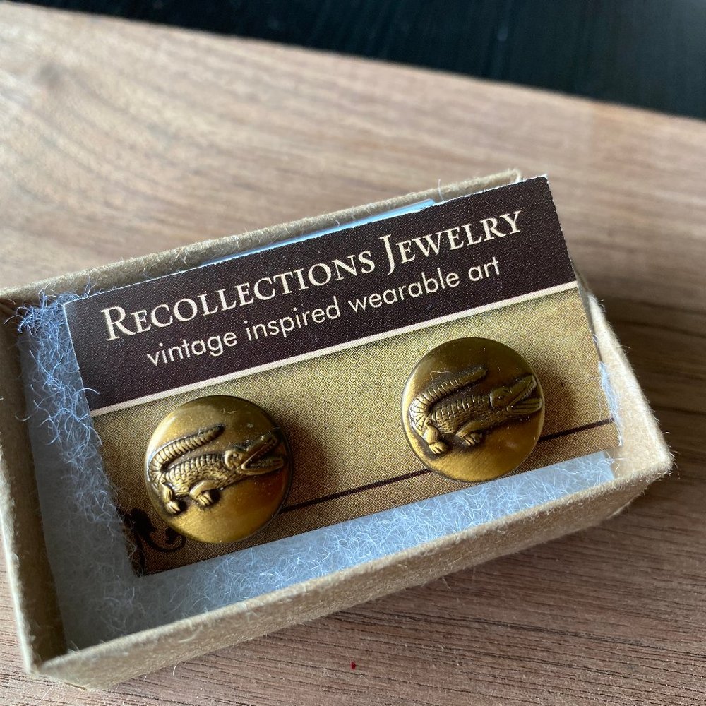 Vintage 1980s Izod Lacoste Button Earrings